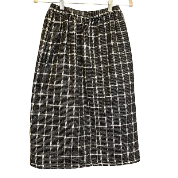 Vintage wool blend window pane pencil skirt gray white 6P - Picture 2 of 11